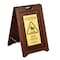 Alpine Industries Double-Sided Brass Plated Wooden Bilingual Caution Wet Floor Sign ALP499-BRA-MK - alternate 3